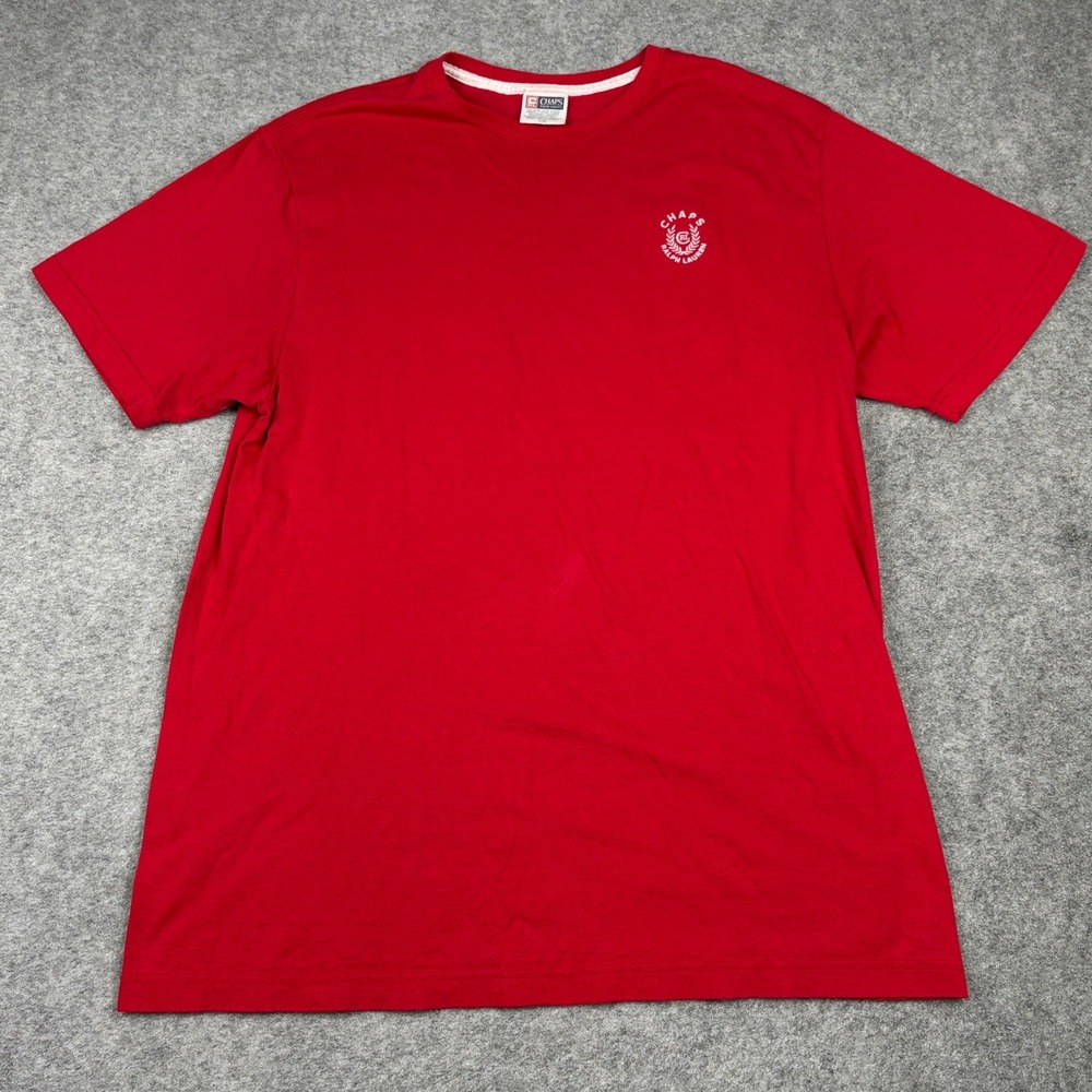 Chaps Ralph Lauren T-Shirt Mens Large Red Embroidered Crest Vintage 90s Golf